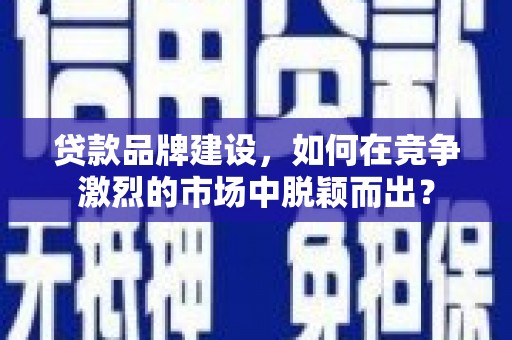 海安贷款品牌建设，如何在竞争激烈的市场中脱颖而出？