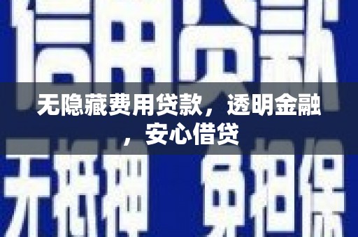 海安无隐藏费用贷款，透明金融，安心借贷