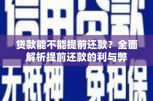 海安贷款能不能提前还款？全面解析提前还款的利与弊