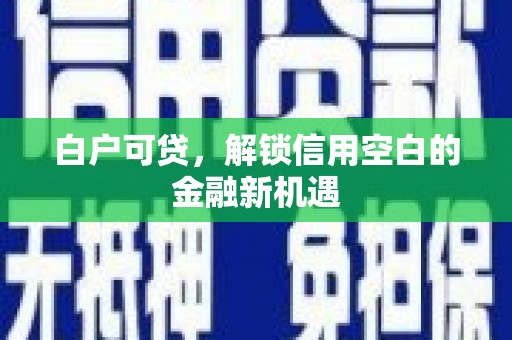 海安白户可贷，解锁信用空白的金融新机遇