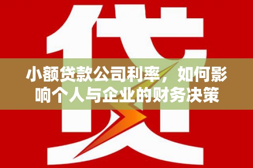 海安小额贷款公司利率，如何影响个人与企业的财务决策