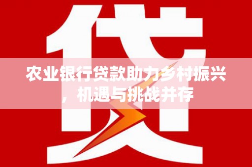 海安农业银行贷款助力乡村振兴，机遇与挑战并存